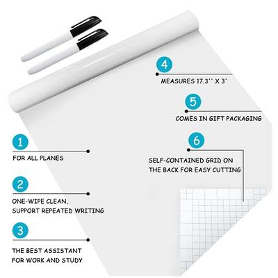 Self Adhesive White Board Paper, Easy Peel and Stick Dry Erase, 78.7 x  17.7, 1 Roll 