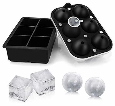 RYCORE Large Round Ice Cube Mold with Bin - 2.5 inch Whiskey Ice Ball Mold - Sphere Ice Mold for Cocktails - Easy Fill System , Black, Size: 10.000 x 6.500 x