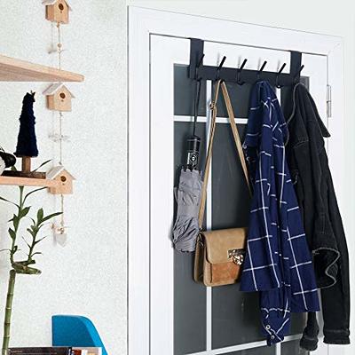 WEBI Over The Door Hook Door Hanger,Over The Door Towel Rack with 6 Coat  Hooks for Hanging,Door Coat Hanger Towel Hanger Over Door Coat Rack,Black