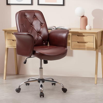 Lacoo Faux Leather High-Back Executive Office Chair with Lumbar Support,  Brown 