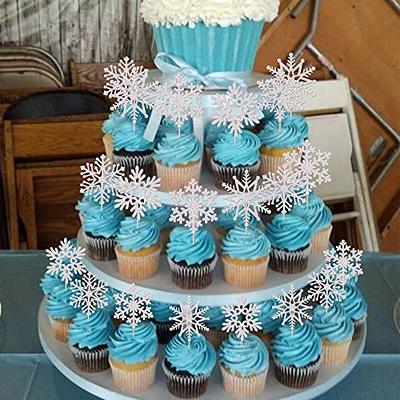 Edible snowflakes for cake decorating 50pcs Edible Snowflakes Cake Decor  Cupcake Toppers Winter Christmas Party Cake Decor