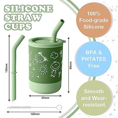 Baby Silicone Cups Baby Learning Drinking Straw Cup Food Grade Children  Non-slip with Handle Feeding Water Cup BPA Free