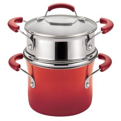 Rachael Ray 12-Quart Enamel on Steel Stockpot with Lid, Marine Blue 