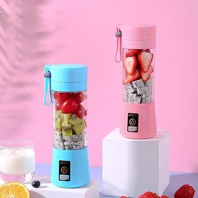 Mini Blender Personal Portable Blender Cup for Smoothies Shakes, Portable Juicer USB Rechargeable for Travel, (Pink), 380ml