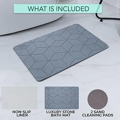 VIVAGO Diatomite Stone Bath Mat Large for Bathroom (27.6 x 18.1) - Quick Drying Diatomaceous Earth Bath Mat Stone Super Absorbent Floor Mat - Non