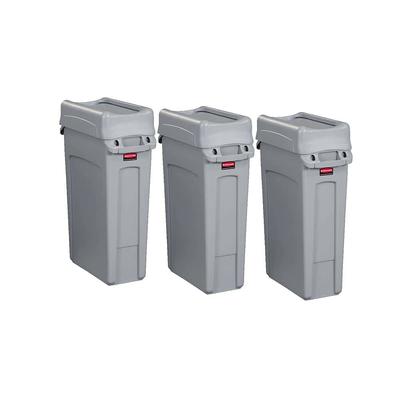 Rubbermaid Commercial Products Brute 44 gal. Grey Round Vented Wheeled Trash Can (2-Pack), Gray