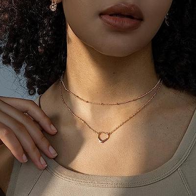 Ldurian Gold Heart Chain Necklaces - 14K Dainty Gold Plated Layering  Chokers Necklaces Set Multilayer Delicate Necklace Trendy Adjustable Long  Layered Necklaces for Women - Yahoo Shopping