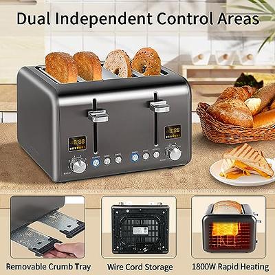 2 Slice Toaster, Long Slot & Removable Crumb Tray, 7 Shading Options with  Auto S