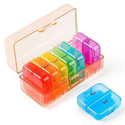 Pill Organizer 4 Times a Day Daily Pill Box Organizer Large Weekly Medicine  Organizer Pill Cases Organizers 7 Day Daviky Pill Box 7 Day to Hold  Vitamins Medication Black