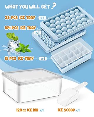 Rantizon Silicone Ice Cube Trays, Small Ice Cube Tray 3 Pack-152  Circles&Squares with lid, BPA