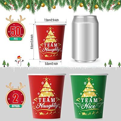 Christmas Plastic Cups 50 Pack Disposable 12 oz Bulk Humorous & Santa Cups - Christmas Disposable Plastic Cups for Party, Xmas Party Supplies by 4EU