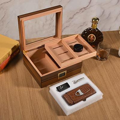 Cigar Case - Travel humidor with Cigar Accessories, Cigar Cutter & Spanish  Cedar & Cigar Holder-Holds up to 5 Cigars -Crushproof, Airtight Seal-Cigars