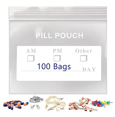 Plastic Pill Travel Organizer Bags With Mini Ziplock - 100 Ct