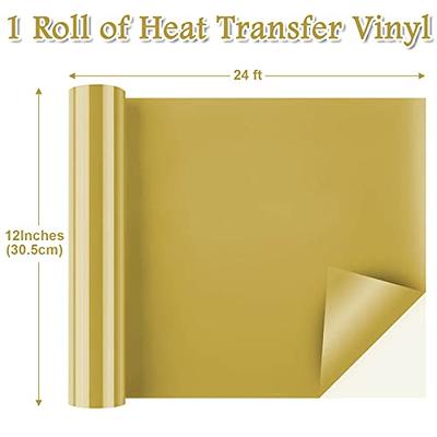 A-SUB HTV Rolls Yellow 12 x 20ft Iron on Heat Transfer Vinyl for Transfer  T-Shirts, Compatible with Cricut Heat Press