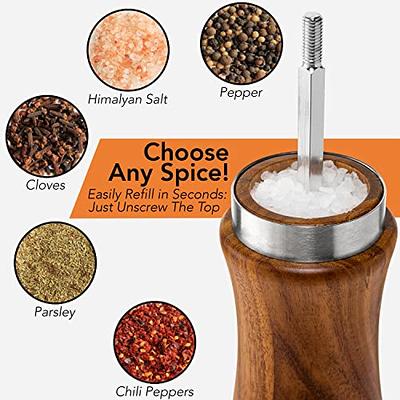 Salt Pepper Grinder Set of 2, Stainless Steel Refillable Salt