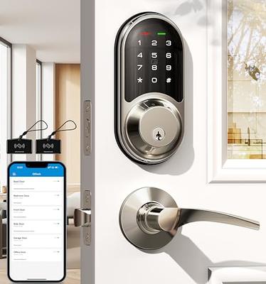 Keyless Entry Door Lock with Handle, UYF Electronic Keypad Deadbolt Lock  with Levers, Front Door Lock Set, Auto Lock, Smart Digital Touchscreen with