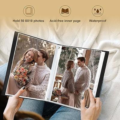 Photo Album with Writing Space 50 Pages 4x6 Photos Hold 200 or Vertical  Insert 100 4x6 Photos, Linen Cover Acid Free Pages Photo Book with Memo  for