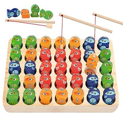  Magnetic Wooden Fishing Game For Kids, Math and Counting Toy  Board Games For Toddlers & Kids Ages 3 4 5 Educational Preschool Montessori  STEM Learning Kindergarten For Girls and Boys with