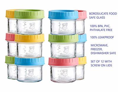 Baby Reusable Small Glass Storage Jars 4 Oz Leak-Proof Baby Glass