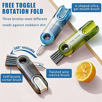 3 in 1 Cup Lid Cleaning Brush Set Multifunctional Bottle Brush Cleaner Tiny  Bottle Cup Lid Brush Straw Cleaner Tools Mini Silicone Bottle Cup-Holder