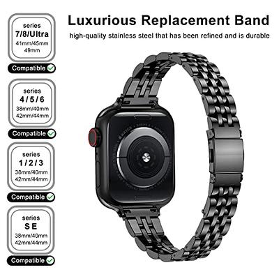 Bestig Compatible for Apple Watch Band 38/40/41/42/44/45/49mm, Premium Solid Stainless Steel Metal Replacement Sport Business Wristband Bracelet