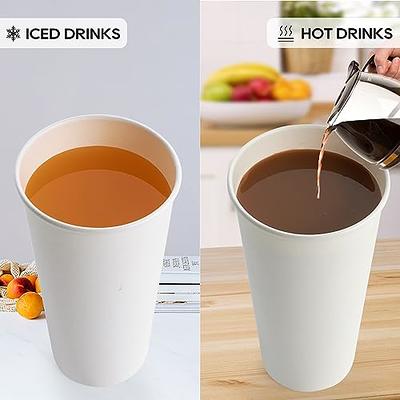 Jolly Party Disposable Coffee Cups with Lids, Sleeves and Straws - 16oz(100 Pack) Paper Coffee Cups with Lids, Durable, BPA Free Hot Coffee Cups for