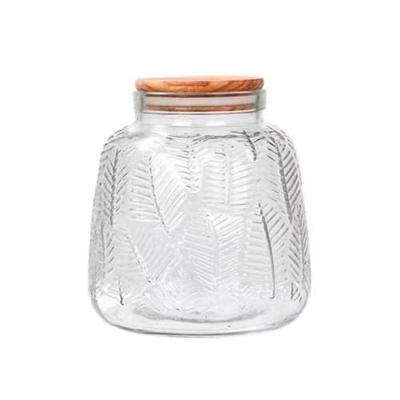 ANSQU Vintage Glass Jar, Glass Jar with Airtight Wooden Lid, 23.7 FL OZ  Decorative Glass Jar for Kitchen Cabinets, Cookie Jar Sugar Container