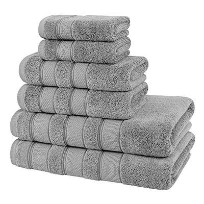 American Soft Linen Salem 6 Piece Bath Towel Set, 100% Turkish Combed Cotton, Dark Gray