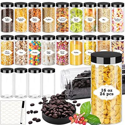 PeacePeo Plastic Jars with Lids 16OZ, Plastic Jars 24Pcs Slime