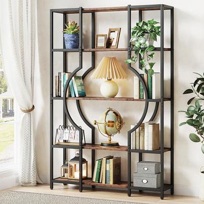Furologee 5 Tier Bookshelf with Drawer, Tall Narrow Bookcase with