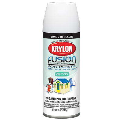 Krylon Fusion All-In-One Spray Paint, Gloss, Black, 12 oz.