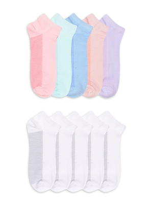 Women's Low Cut Socks, White, 10-Pack