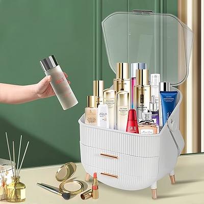 Makeup Organizer and Storage for Vanity Skincare Cosmetic Dustproof Preppy  Skin Care Make Up Portable Organizers With Lid And Drawers Countertop