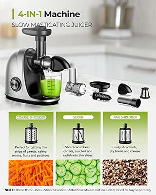 Jocuu Slow Masticating Juicer with Soft/Hard Modes Easy to Clean Quiet  Motor & Reverse Function, Cold Press Juicer for Fruit & Vegetable, 90%  Juice Yield, with Brush & Recipes (Grey) - Yahoo