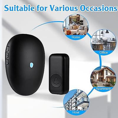 SECRUI Doorbell, Wireless Doorbell with 2 Receivers, Easy Installation,  Adjustable Volumes, 58 Chimes, 1000Ft Operating Range, LED Indicator, Black