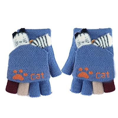 Kids Toddler Magic Wool Knit Convertible Flip Top Gloves with