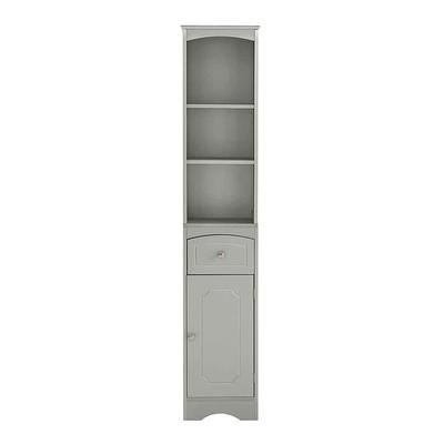 Nestfair 23.62 in. W x 11.8 in. D x 39.57 in. H White Bathroom Standing Storage Linen Cabinet with 3 Drawers and 1 Door