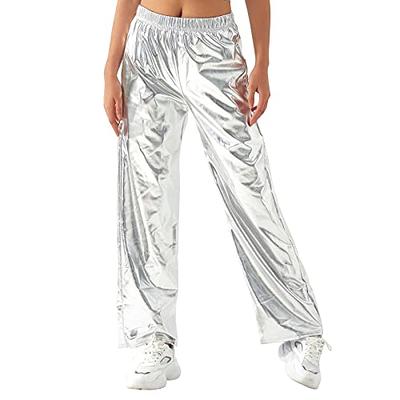 Fashion Nightclub Dance Exotic Pants for Laides Color Block Shiny