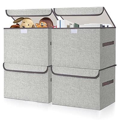 DIMJ Storage Bins with Lids, 3 Pcs Large Foldable Fabric Closet Organizer Storage Bins with Handle, Flip-Top Lid, Cube Storage Basket Box for Shelf