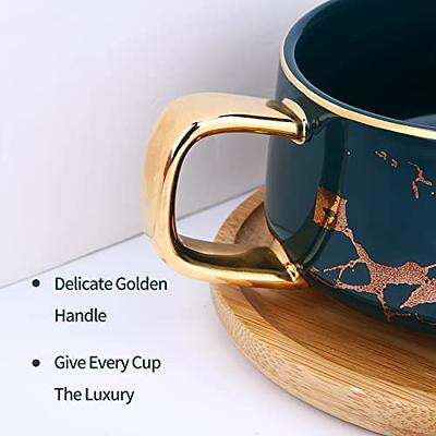 Luxury Gold Inlay Ceramic Coffee Cup and Saucer Coffee Cup Set