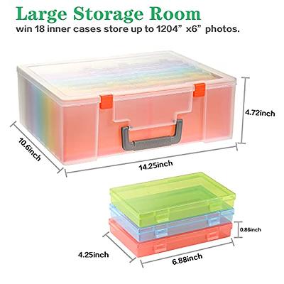 Photo Storage Box 4x6, 18 Inner Photo Case Large Photo Organizer Acid-Free  Photo Box Storage Photo Keeper Photo Storage Case, Plastic Craft Storage  Box for Photo Stickers Stamps Seeds (9 Colors) 