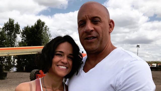 Vin Diesel junto a Michelle Rodriguez, en el séptimo día de rodaje de Fast & Furious 9. (Imagen: Instagram @vindiesel)