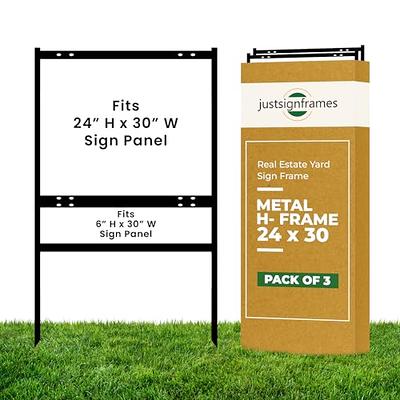 justsignframes Real Estate Metal Yard Sign H-Frame with Rider (Pack of 3) -  24 x 30