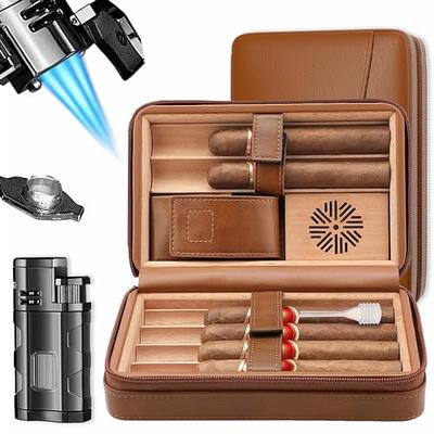 TISFA Cigar Humidor, Leather Cedar Wood Cigar Case with Cigar Lighter, –  XIFEI