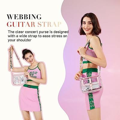  Missnine Clear Bag Stadium Approved PVC Crossbody Purse for  Women Transparent Shoulder Bag with Guitar Strap for Concert Sports :  Sports & Outdoors