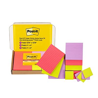 Post-it Super Sticky Notes, 4 in x 6 in, Supernova Neons