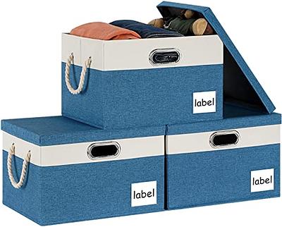 BALEINE Storage Bins with Lids, Foldable Linen Fabric Storage Boxes with  Lids, Collapsible Closet Organizer Containers with Cover for Home Bedroom  Office (3pack Gray Medium)