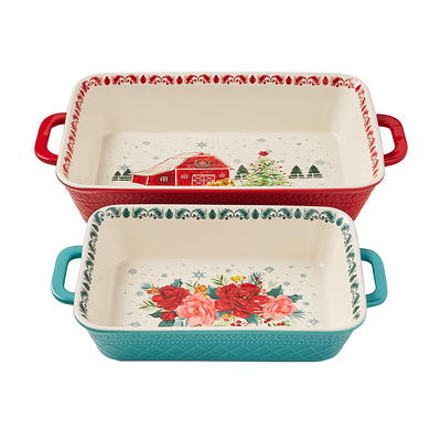 The Pioneer Woman Sweet Romance Blossoms Assorted Color Oval Ceramic Baking  Dish, 2-Piece