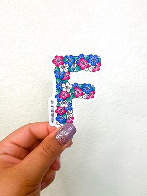 F Sticker, Stickers For Hydroflask, Stickers, Laptop Stickers, Water Bottle  Sticker, Flower Letter Stickers, Waterproof Stickers