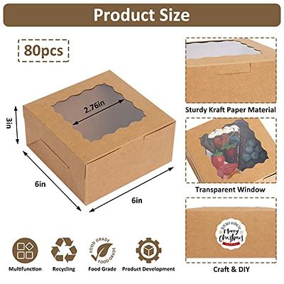 Moretoes 80pcs Bakery Boxes with Window 6x6x3 Inches Kraft Cookie Boxes  Small Treat Boxes Pastry Boxes for Chocolate Covered Strawberries,  Macarons, Cupcakes, Goodies, Donuts - Yahoo Shopping